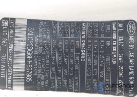 2017 Land Rover Discovery Sport Se z USA, uszkodzony, nr VIN SALCP2BG6HH697985